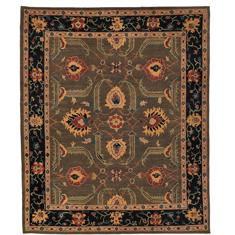 Kilkenny Wool Oriental Area Rug in Brown/Red/Black, Rectangle 8' x 10'