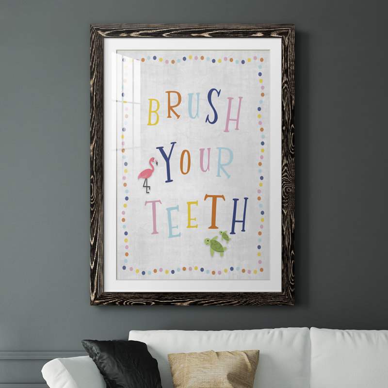 Brossez-vous les dents - Imprimé, H 44 po x l 31 po x P 1 po, Papier encadré noir