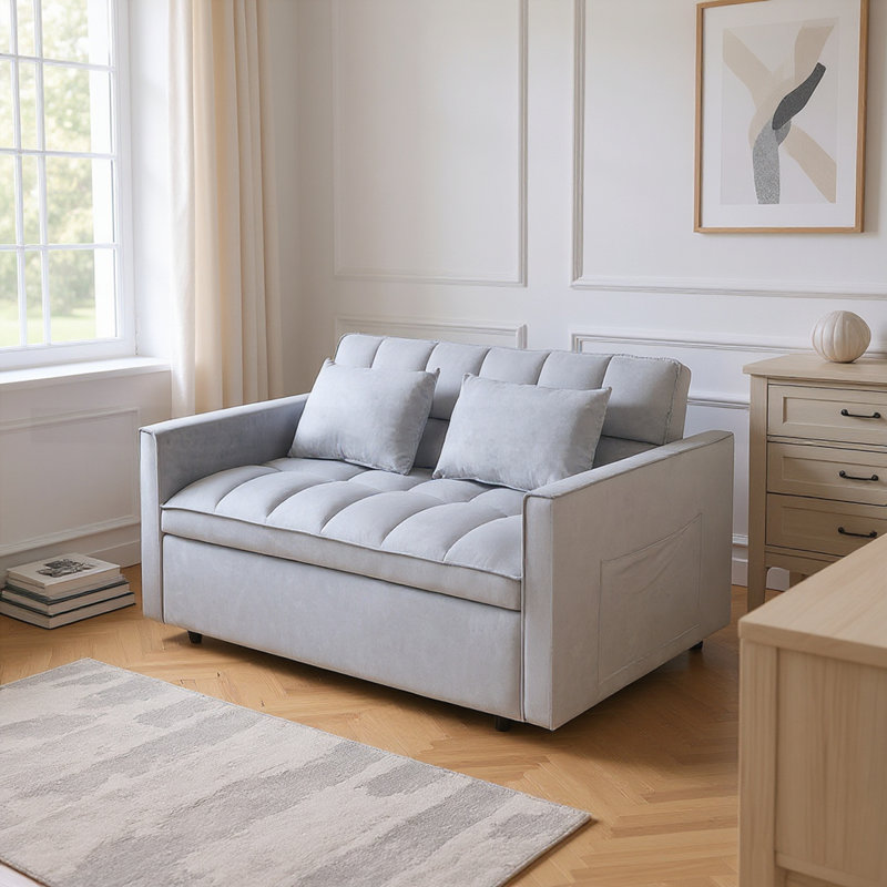 Modern Style Design Velvet Sofa Bed, Gray
