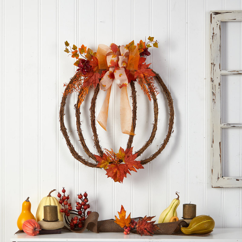 Faux Pumpkin & Gourds 26'' Wreath