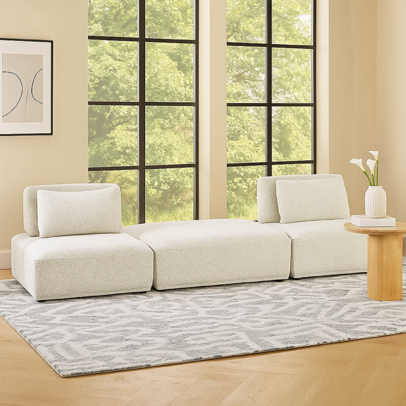 Canapé modulaire 2 places Stavan Boucle 114 po Stavan, Boucle gris clair