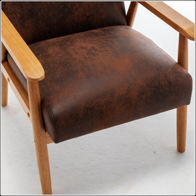 Fauteuil classique moderne du milieu du siècle, 64,5 cm de large, couleur camel clair, confortable et élégant pour tout salon