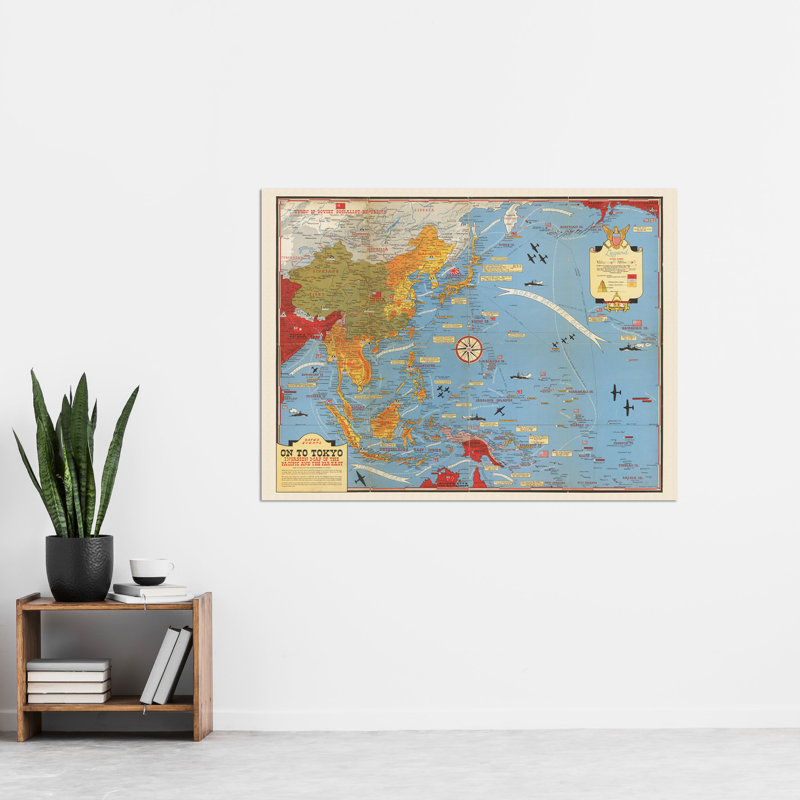 Map Turner 1944 War WWII On To Tokyo Pacific - No Frame Art Prints
