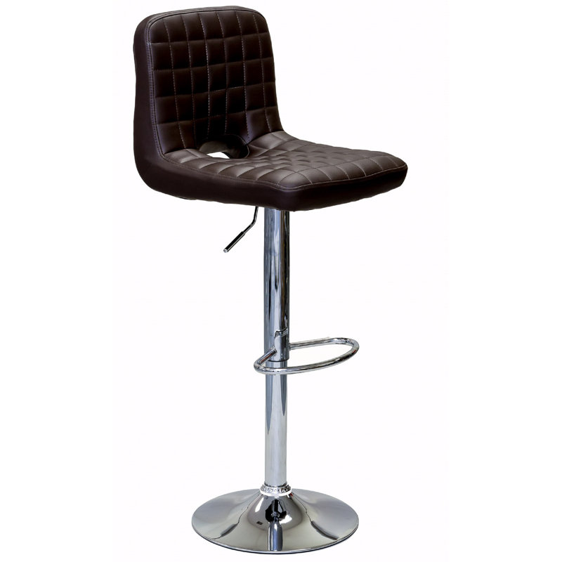 Jamarlon Swivel Upholstered Adjustable Height Counter Stool with Metal Frame, Dark Brown