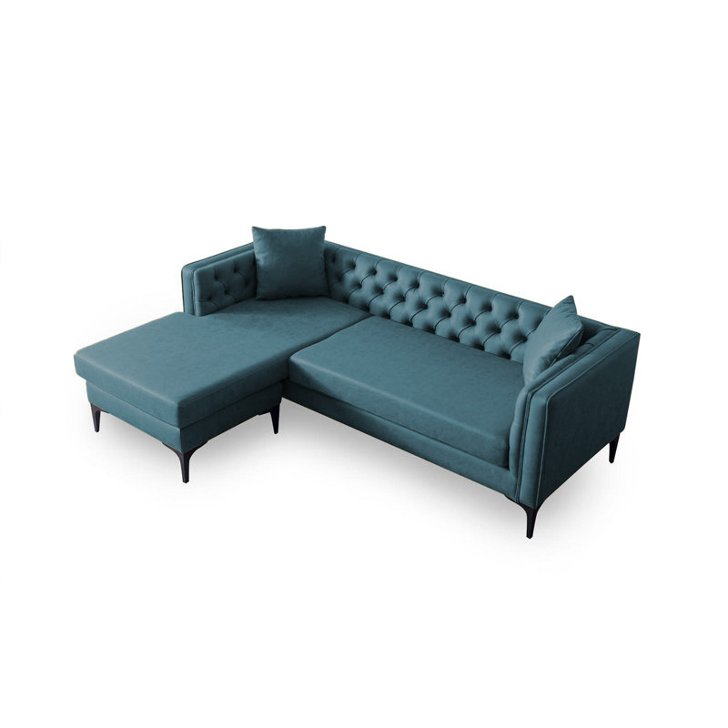 Chealsie Upholstered Sectional, Torquoise
