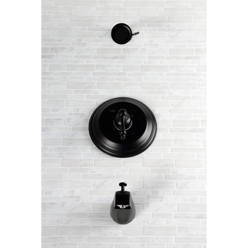 Kingston Brass Restoration Single-Handle Pressure Balanced Tub and Shower Faucet, Matte Black