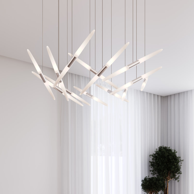 Ballet 13 - Light LED Chandelier, Bright Satin Aluminum
