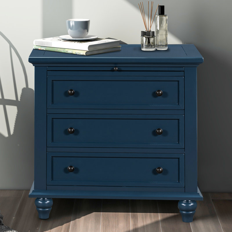 3 meubles en bois bleus et table d'appoint polyvalente avec tiroir, meuble de rangement bleu, fabriqués à partir de matériaux