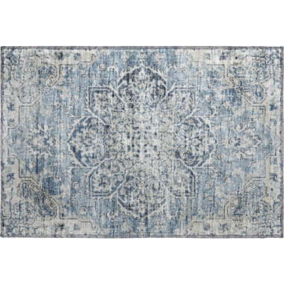 Premium Machine Washable Barayon AMF93 Blue Rug