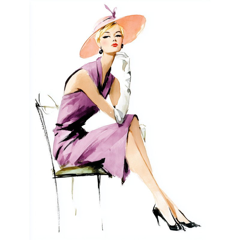 Lavande, chapeau, art mural sur toile tendue Grace, H 24 po x l 16 po