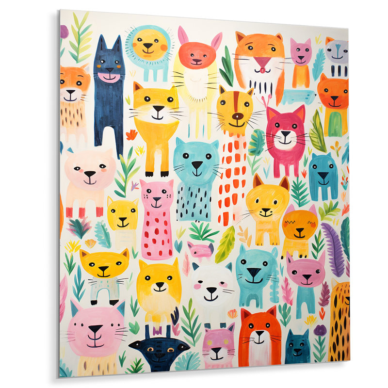 Pépinière, motif animalier coloré I - Art mural en métal pour chambre de bébé, H 32 po x l 24 po x P 1 po