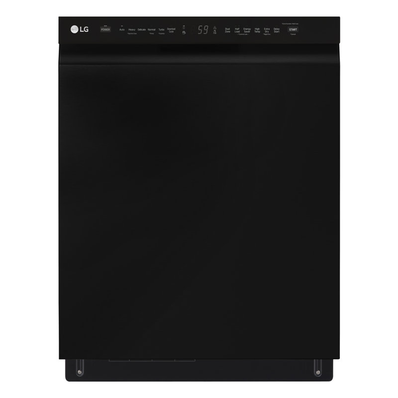LG Front Control Dishwasher with QuadWash, Smooth Black