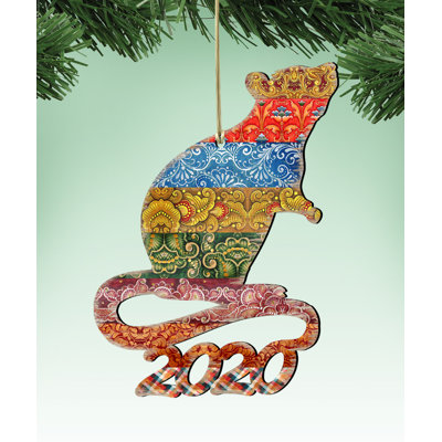 Ornement figurine suspendu en bois 2020 ans de rat
