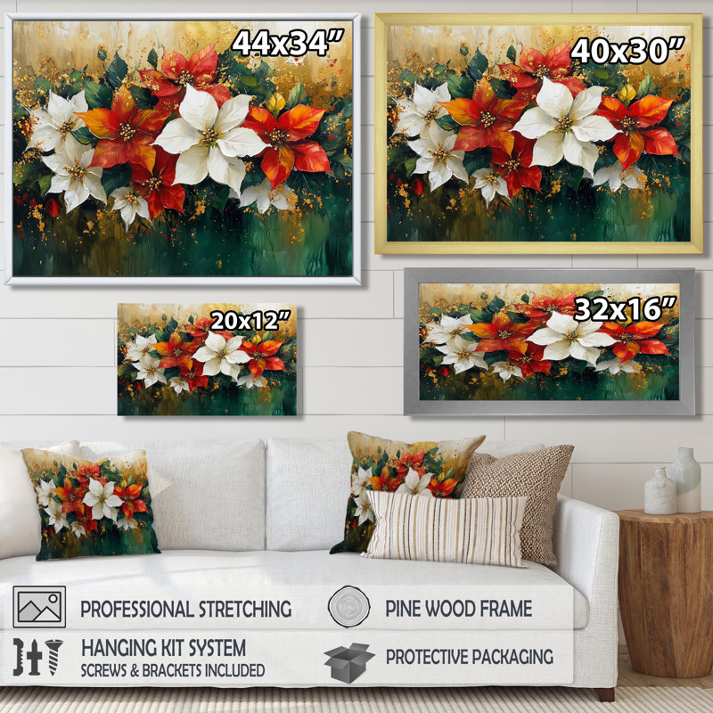 Bolivar - art mural floral, H 12 po x l 20 po, Toile tendue