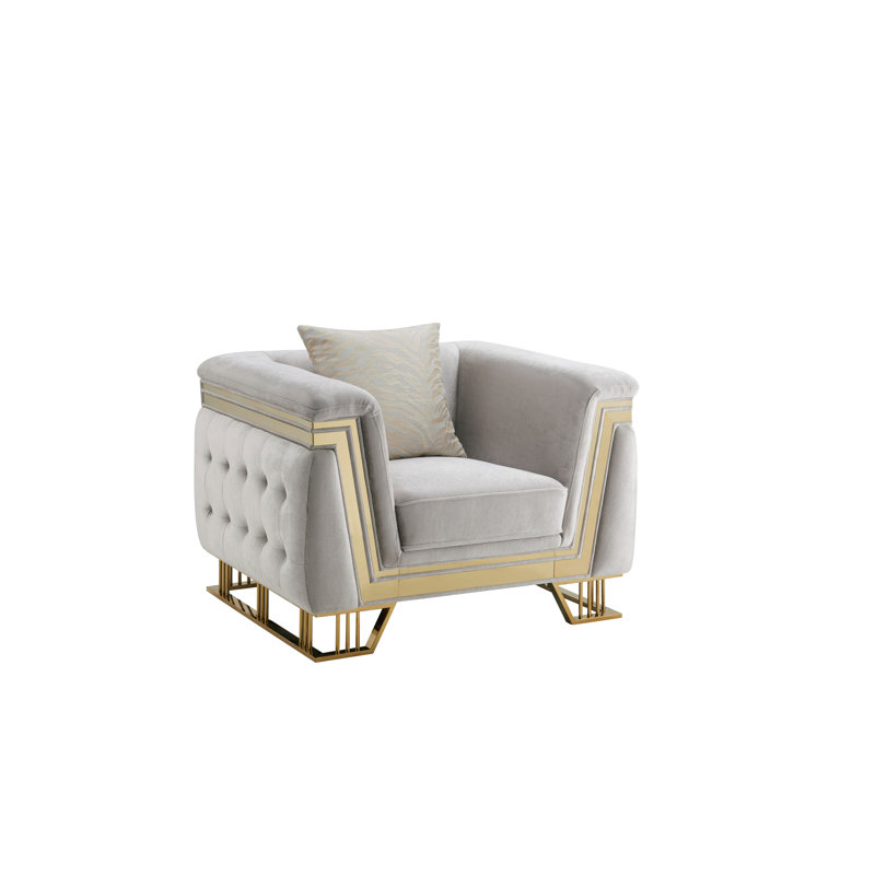 Chaise avec accoudoirs touffetée Judy