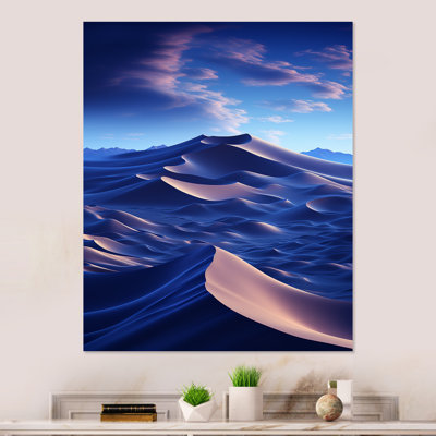 Blue Desert Dunes By Night - désert, art mural en métal