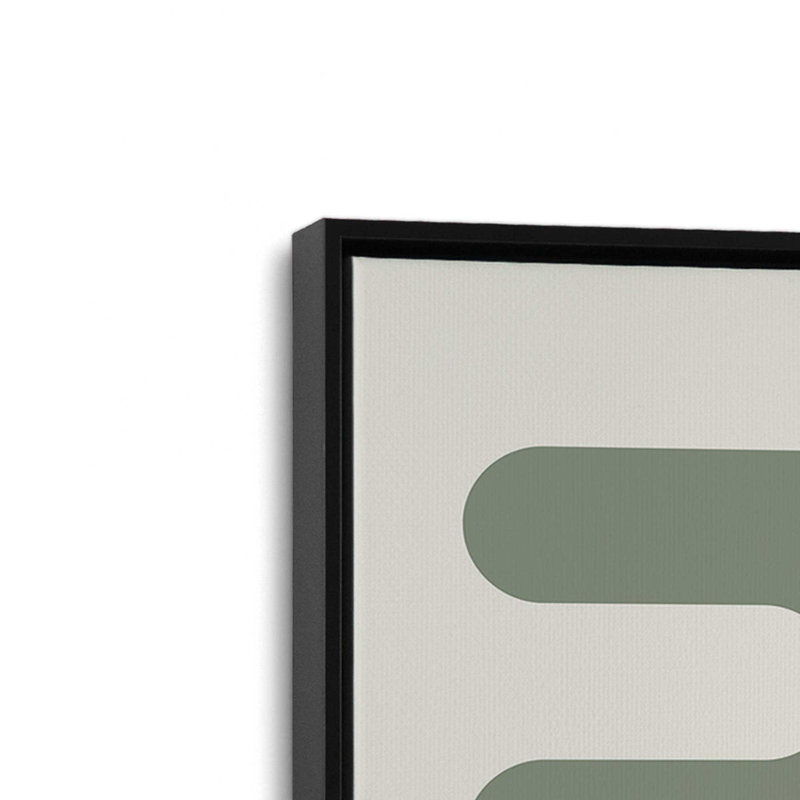 Bauhaus Minimalist Circuitry, Beige/Green, Satin Black Floater Framed, 18.75" H x 12.75" W
