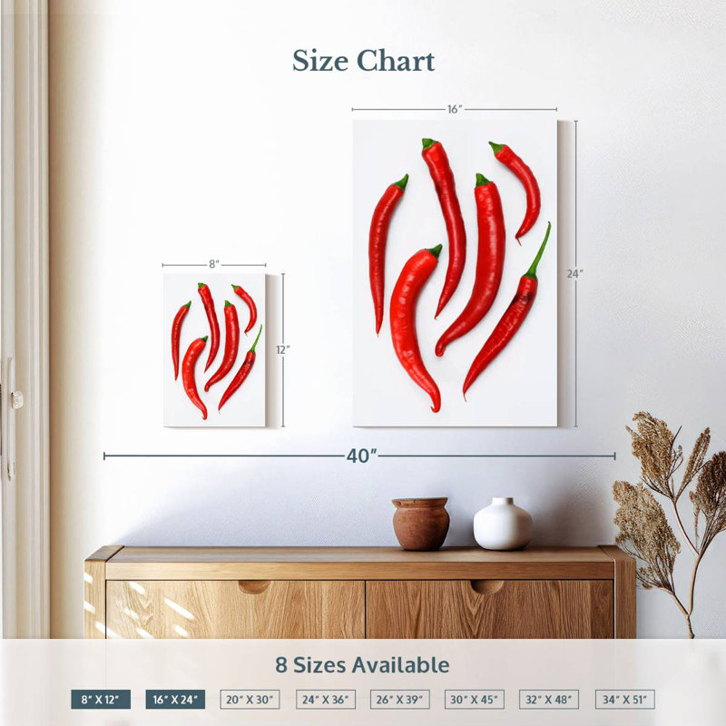 Yarlin Spicy Red Chili Peppers, 12" H x 8" W