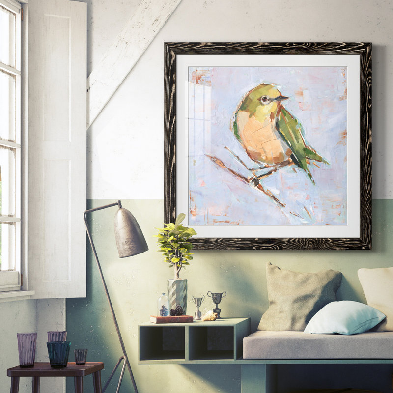 4_Oiseau Variété II - reproduction encadrée de qualité supérieure - prête à être accrochée, Cadre noir