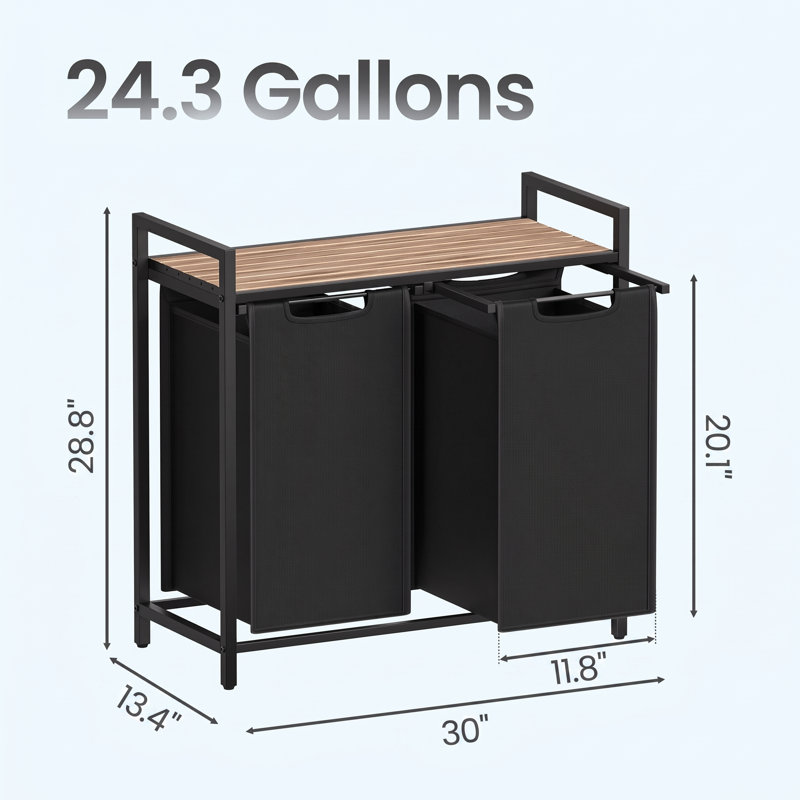 Panier à linge amovible 12,1 gallons Doulgas, Noir