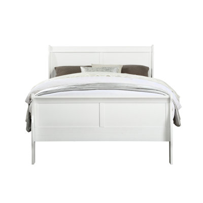 Stunning Eastern King Bed In White With Robust Frame And Elegant Appeal Classic Finish Strong Support Low