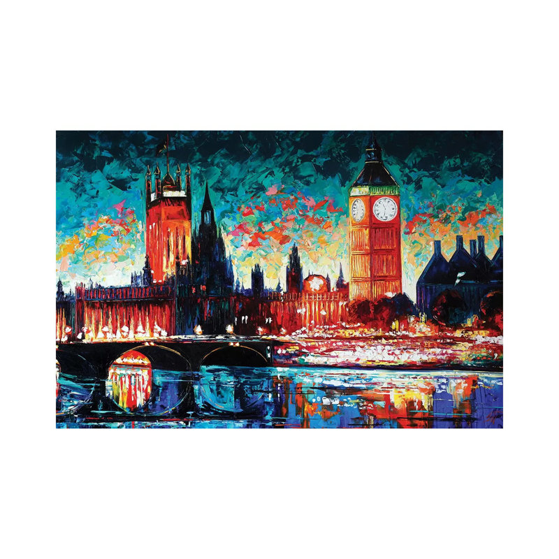 Big Ben And Houses Of Parliament by Natasha Mylius - Painting on Canvas, Wrapped Canvas, 20.32cm H x 30.48cm W x 1.91cm D