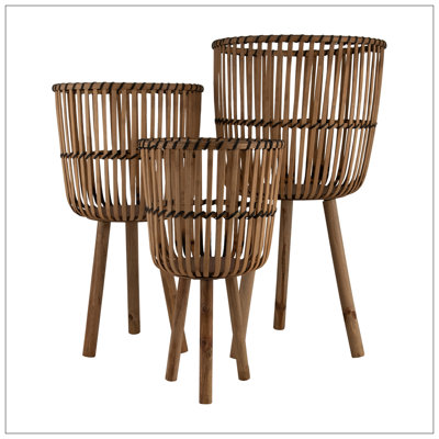 S/3 BAMBOO FOOTED PLANTERS 11/13/15"