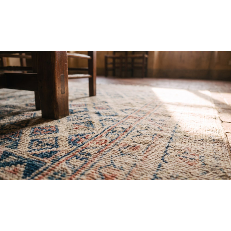 Tapis surdimensionné en coton ivoire Antique Agra