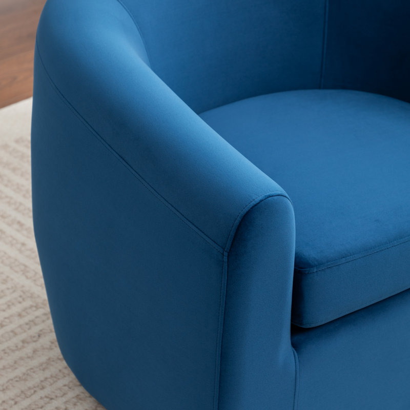 Fauteuil demi-tonneau pivotant de 33,5 po Odey, Velours marine
