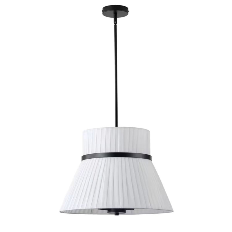 Lustre plissé minimaliste moderne | Plafonnier semi-encastré en métal pour salon, salle à manger, ambiance de chambre à coucher, abat-jour en lin, base d'ampoule E12, câblé, 120 V