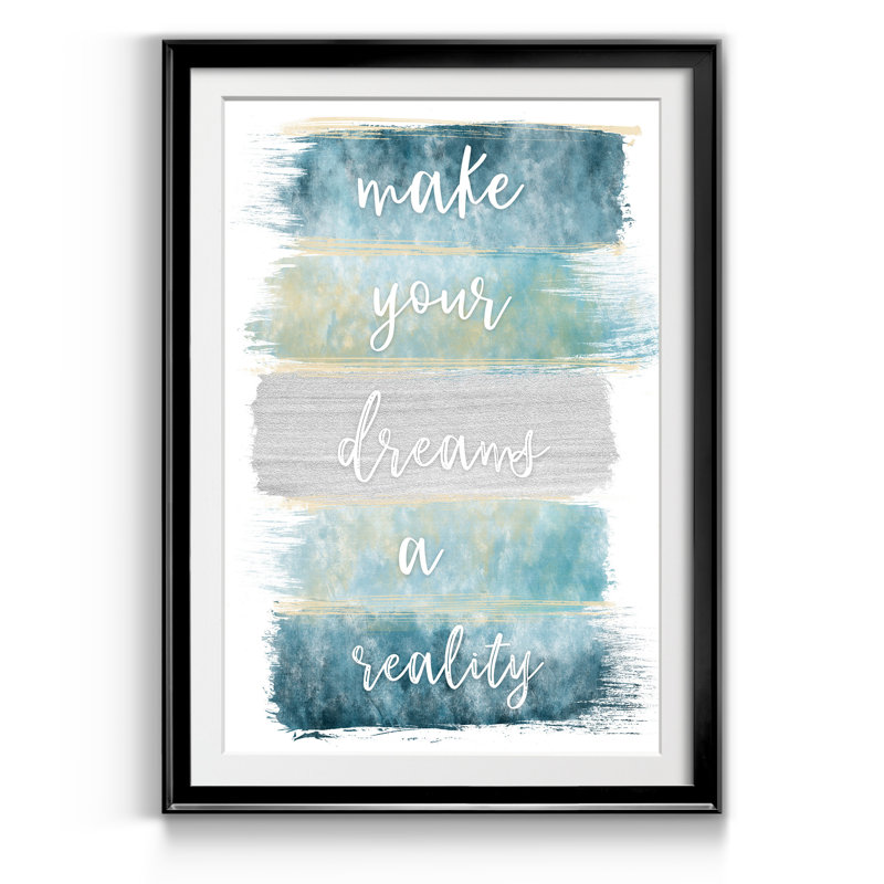 «Dreams Reality» - Cadre photo, impression d'art textuel sur papier, H 26,5 po x l 36,5 po x P 1,5 po, Noir
