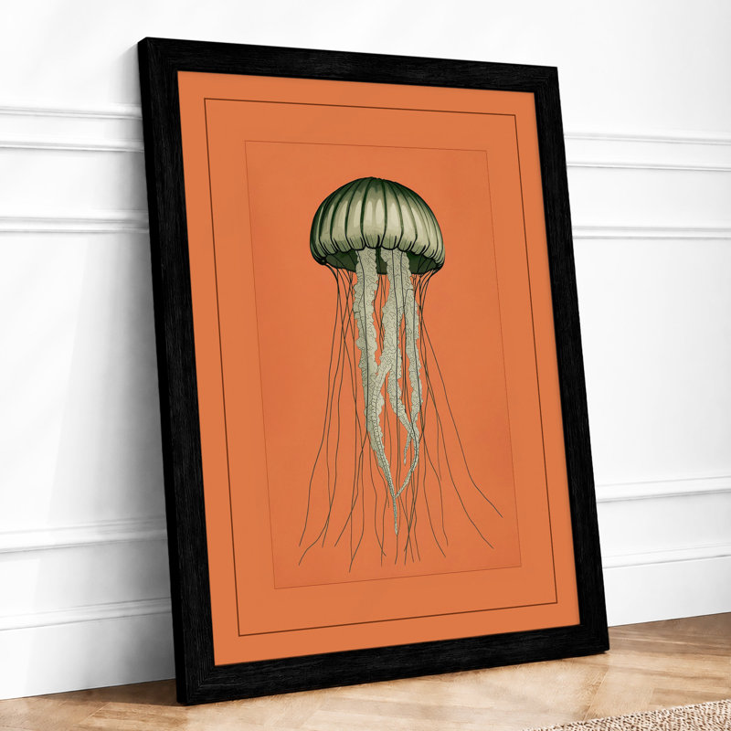 Jellyfish in Motion Coastal - Framed Print, A2 - 59.4 x 42.0 cm, Black