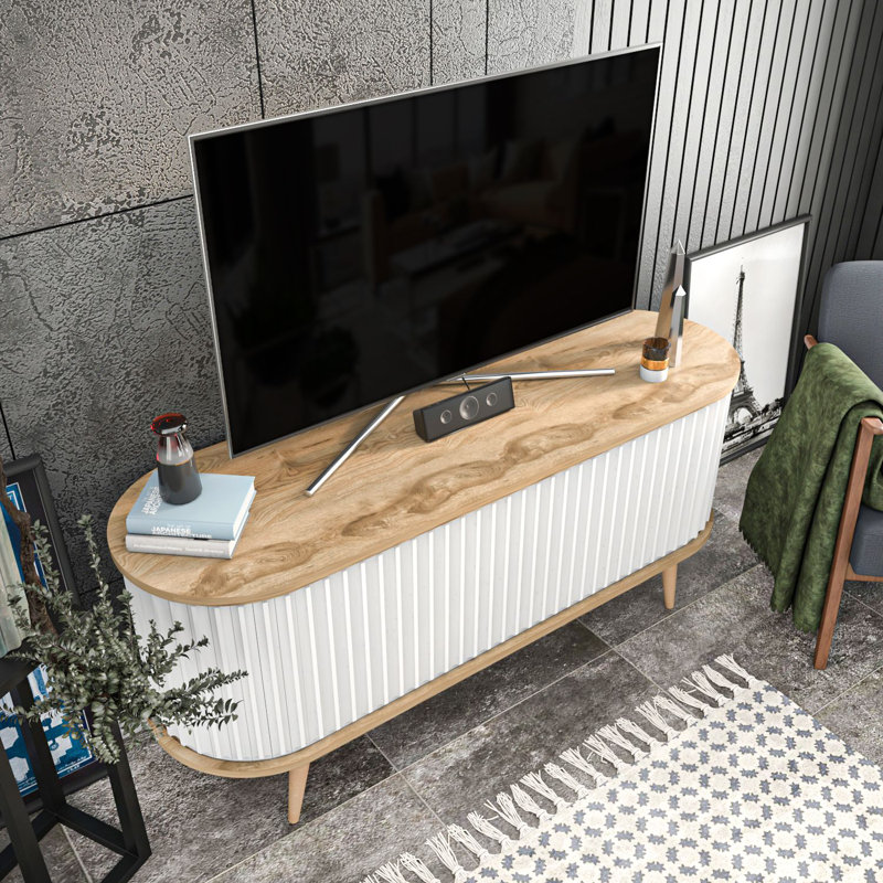 Adejinmi TV Stand for TVs up to 60", Oak/White