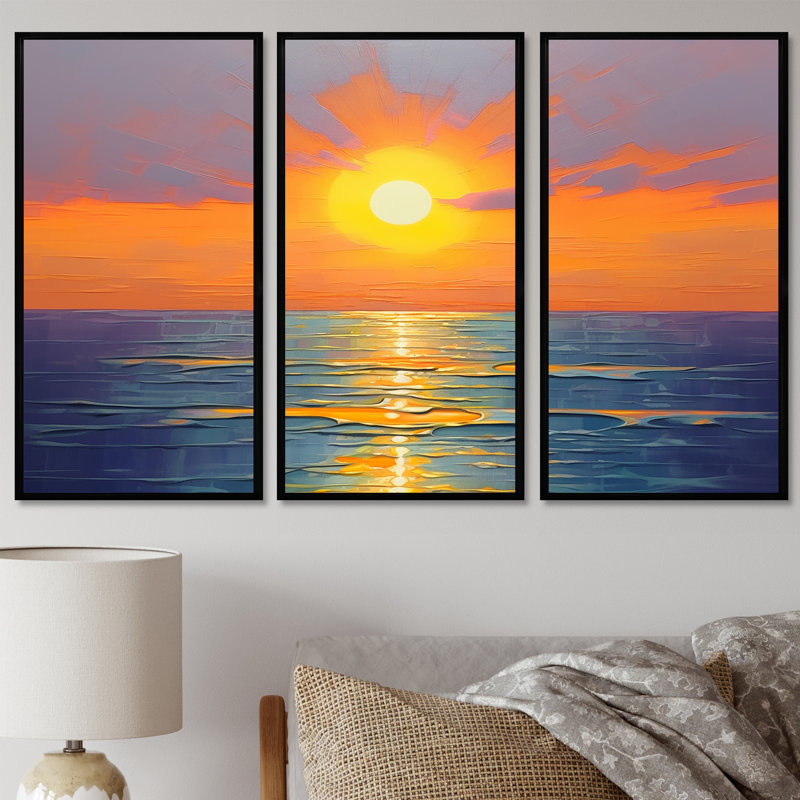Rosser - ensemble de reproductions d'art mural plage et océan, H 28 po x l 36 po x P 1 po, Cadre flottant noir