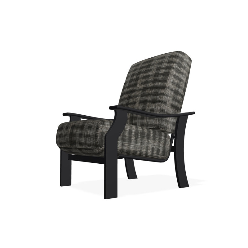 St. Catherine Marine Grade Polymer Deep Seating Cushion Arm Chair, Black, Illusion Plaid Onyx