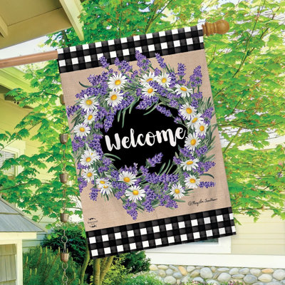 Drapeau de maison lavande et marguerites