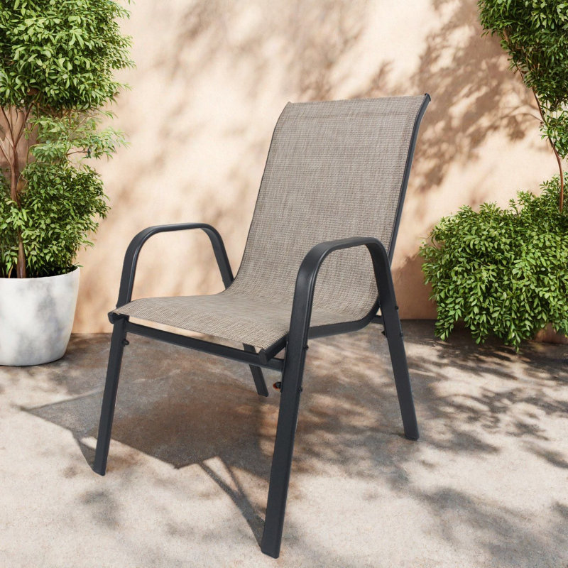 Chaises de salle à manger en métal durables, tissu imperméable Teslin, pour une utilisation extérieure moderne