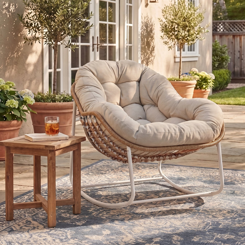 Chaise d'extérieur Cadynce, Gris chaleureux, Blanc/naturel