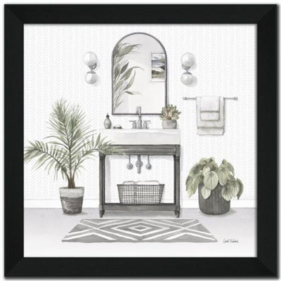 «Serene Bath I», art mural encadré gris