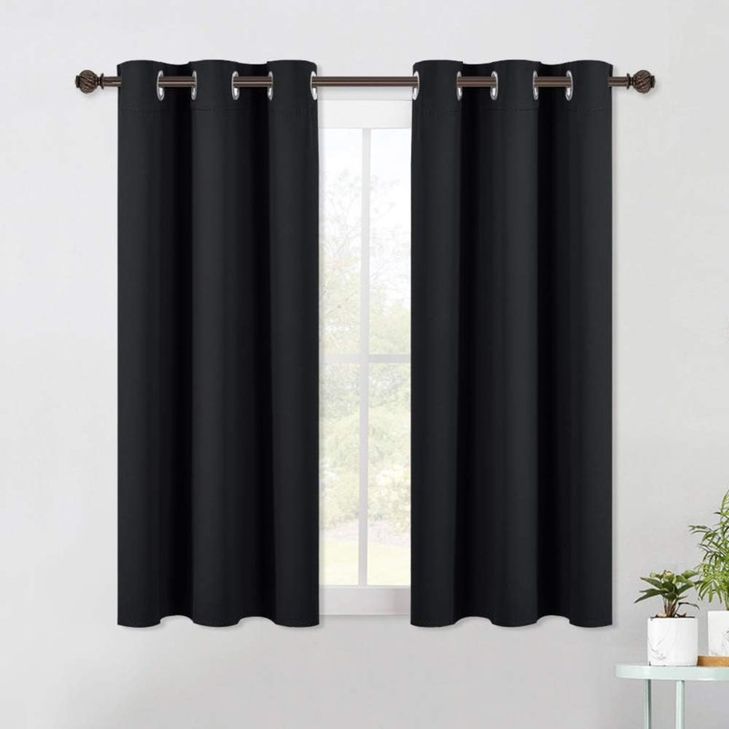 Paire de rideaux occultant en polyester, L 42 po x L 54 po, Noir
