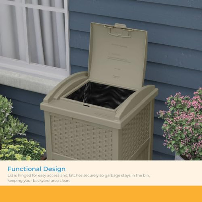 Poubelle dissimulée pour terrasse 33 gallons, Brun