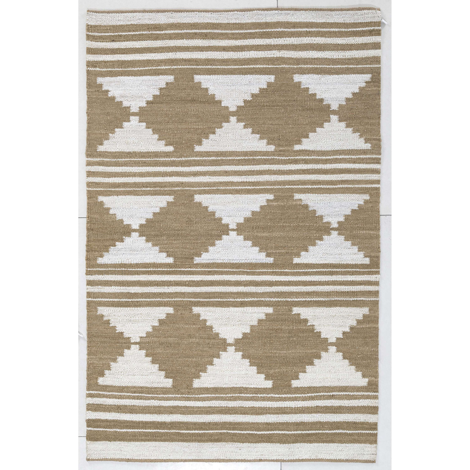 Flatweave Block Print Jute Rug, Rectangle 8' x 10'