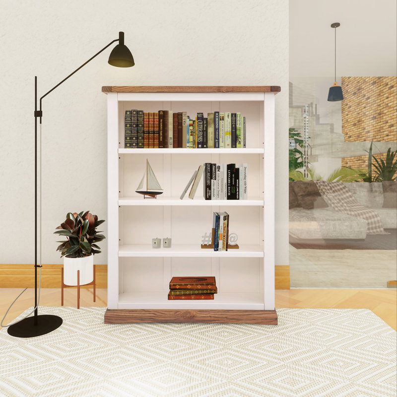 Mickel 120cm H Standard Bookcase, White, 120cm H x 89cm W x 25cm D