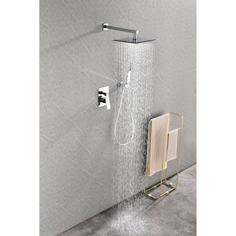 Luxury Bathroom Shower - White Brass Rain Mixer With Wall Mounted Rainfall Head System Faucet Self-Cleaning And American Standard