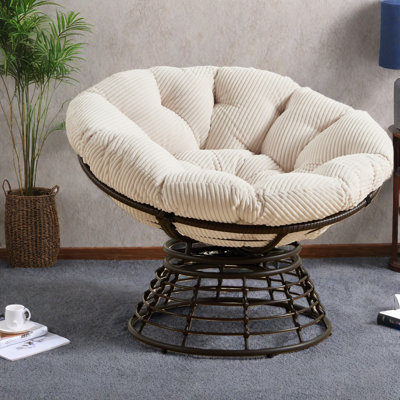 Ergonomic Modern Accent Chair, Steel Frame With Swivel For Home