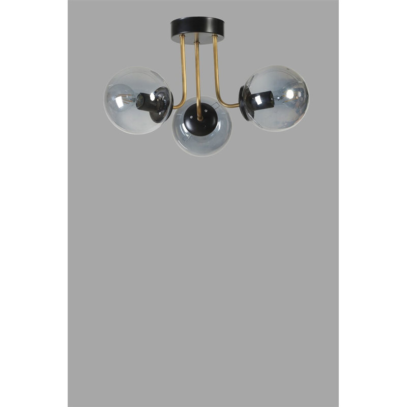Elegant Metal Chandelier with Glass Cap, 15.7 in Diameter x 11.8 in Height | E27 Socket, Max 40W | IP20 Rated, Black & Fume Finish | Stylish Lighting Fixture for Modern Dining Rooms & Living Spaces