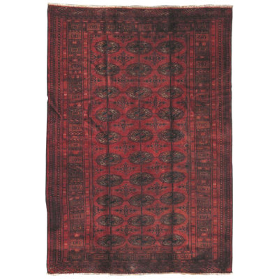 Oriental Handmade Rectangle 4'5" x 6'4" Cotton/Wool Area Rug in Red/Blue