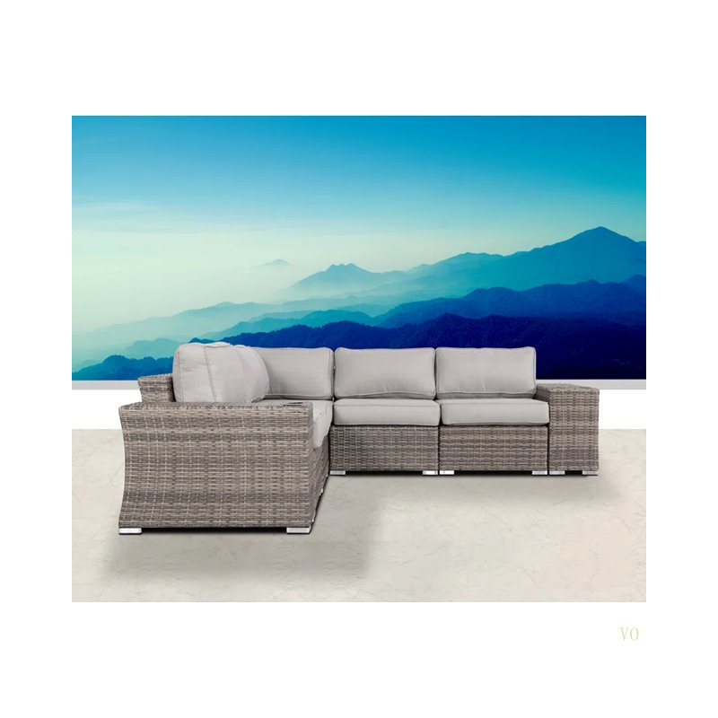 Ensemble de canapé modulaire en rotin 7 pièces avec coussins - assemblé 7 pièces