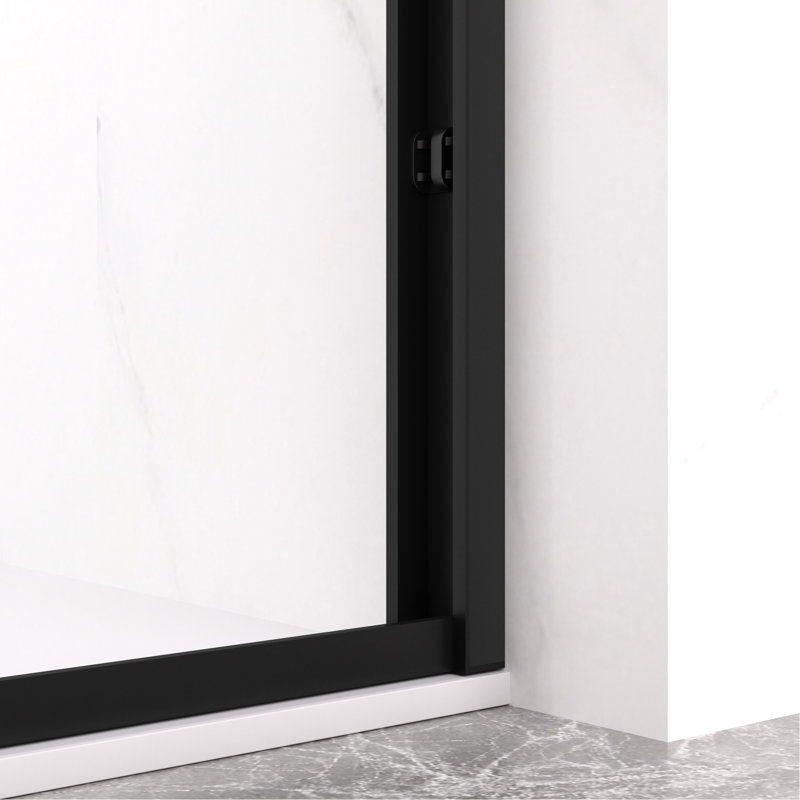 72" Tall Double Sliding Shower Door With 5/16"  8Mm  Clear Tempered Glass, Black Hardware, Handle Design, Mute Rollers, Safe For Bathroom High Thickened Aluminum Frame, Corrosion - Handle, Easy