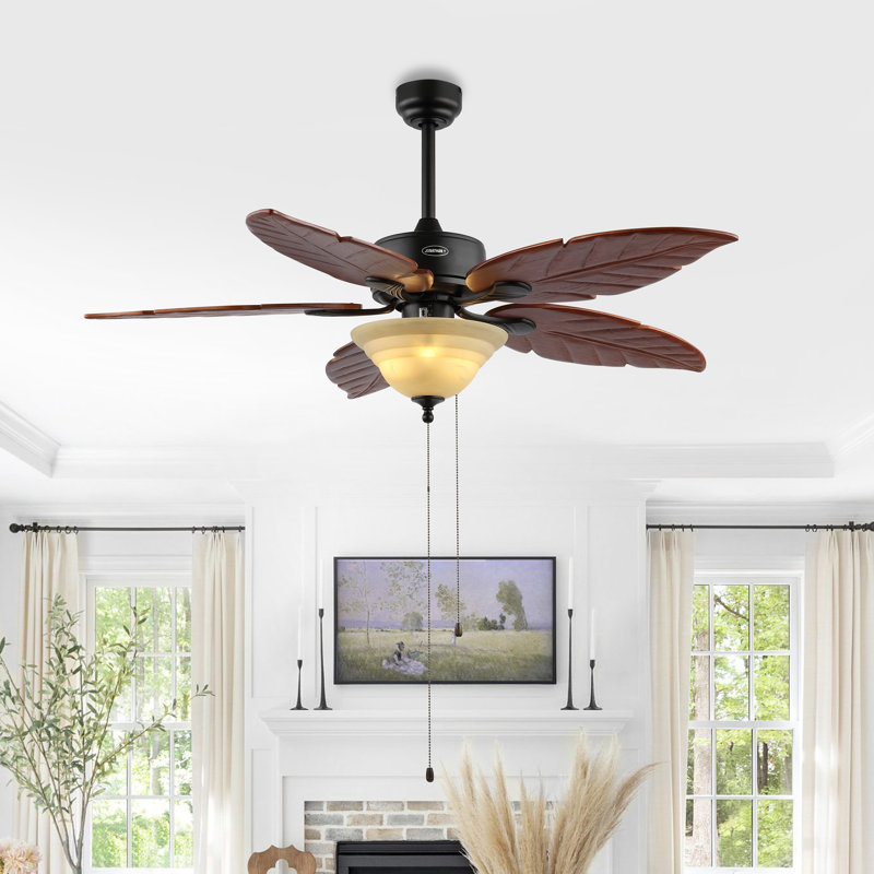 Emmabeth 52'' Ceiling Fan with Light Kit, Dark Brown